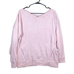 Fabletics Womens Sweater Pink Boat Neck Oversized Cotton Blend Small